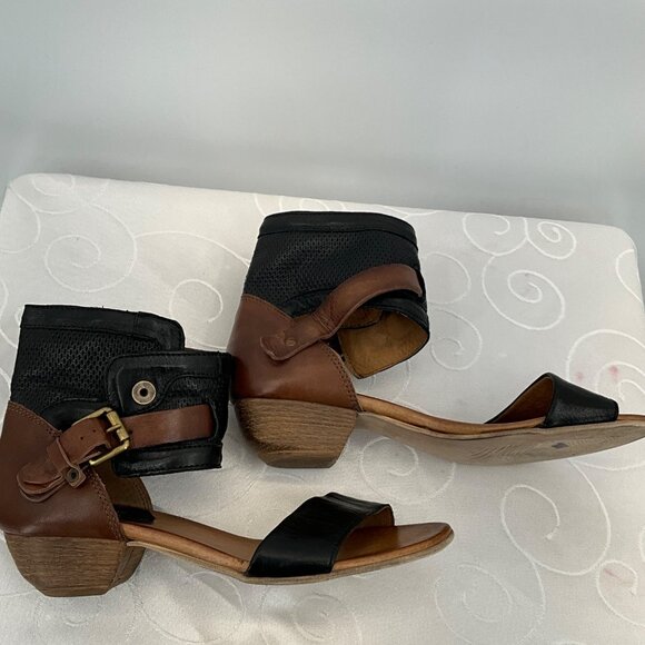 Miz Mooz Leather & Mesh Ankle Strap Sandals Brown/Black Women's Size 40 - Picture 4 of 8